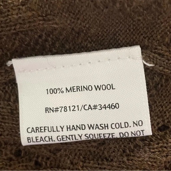 Eileen Fisher Brown Crystal Beaded Merino Wool Drape Front Cardigan Small - Picture 8 of 12